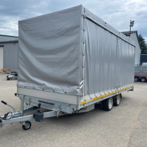 OCCASION - Remorque basculante Eduard bâche haute coulissante 500x220cm / 3000kg