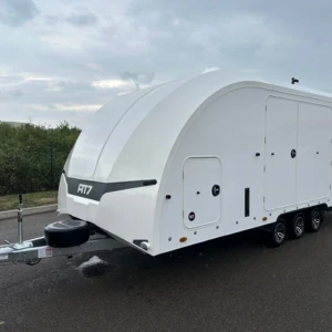 Bonne affaire ! BRIAN JAMES Race Transporter 7 RT7 Blanche 550×230 / 3 essieux / Roues 10 pouces / 3500kg NEUVE